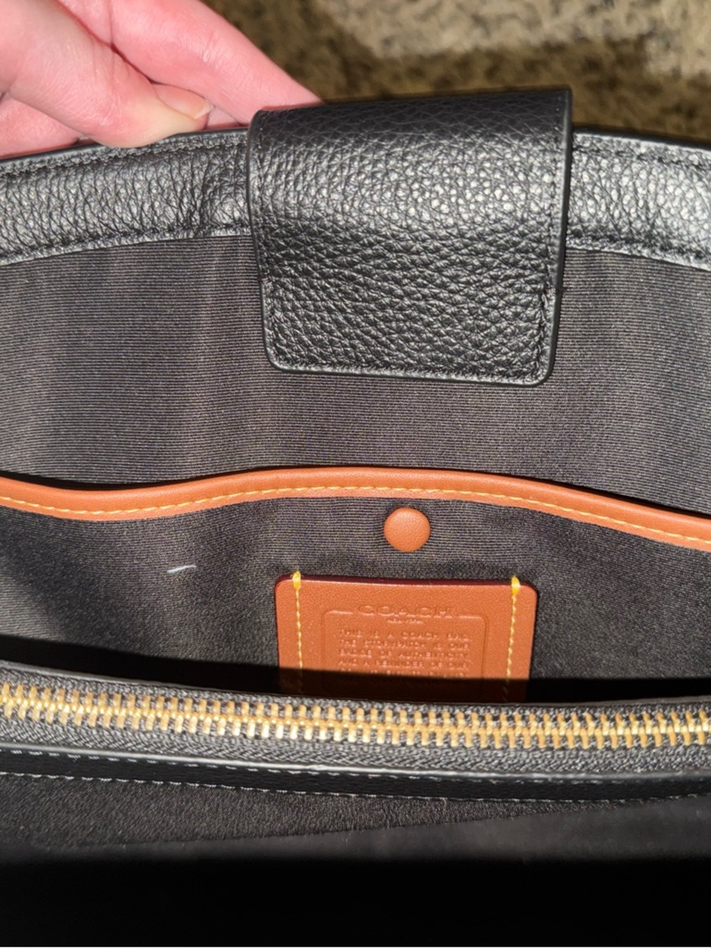 Coach Black Pebbled Large Leather Bag with Gold Hardware - Picture 3 of 5